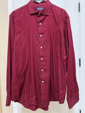 Polo by Ralph Lauren Red and Black Check Button-Down Light Flannel Shirt